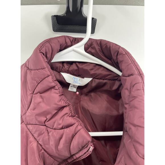Time &Tru Women Quilted Puffer Jacket Maroon Long. Sz M - Picture 2 of 3